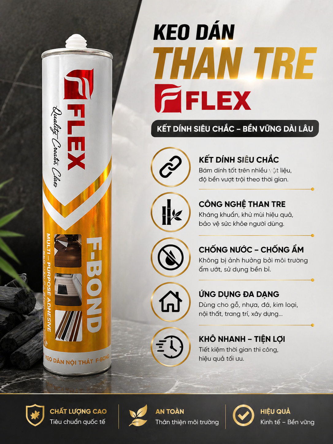 keo dán than tre FFLEX, keo dán nội thất