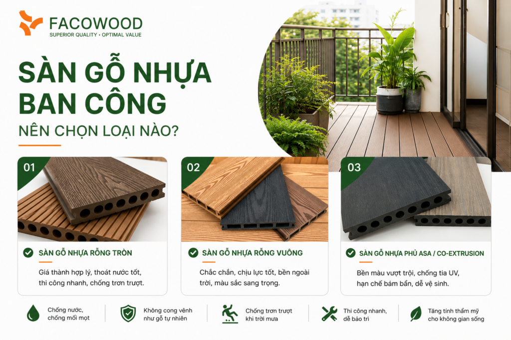 ban công nên chọn loại sàn gỗ nhưa nào
