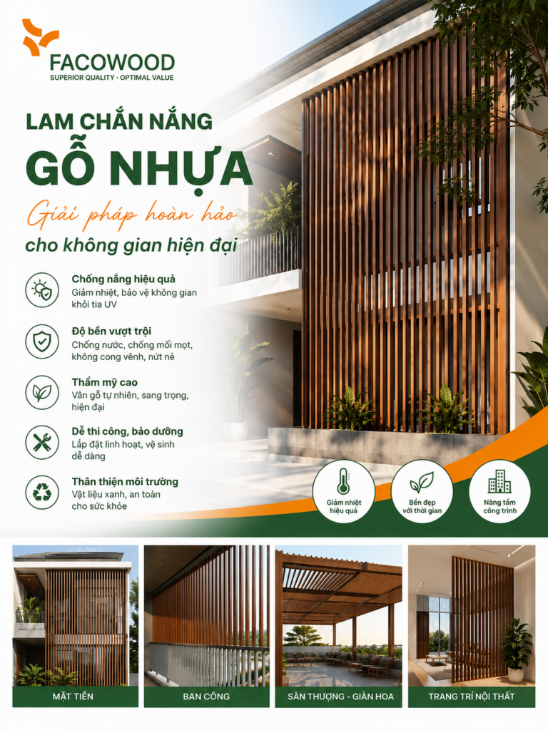 Lam chắn nắng gỗ nhựa sự lựa chọn cho công trình hiện đại