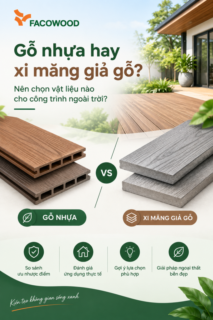gỗ nhựa hay xi măng giả gỗ